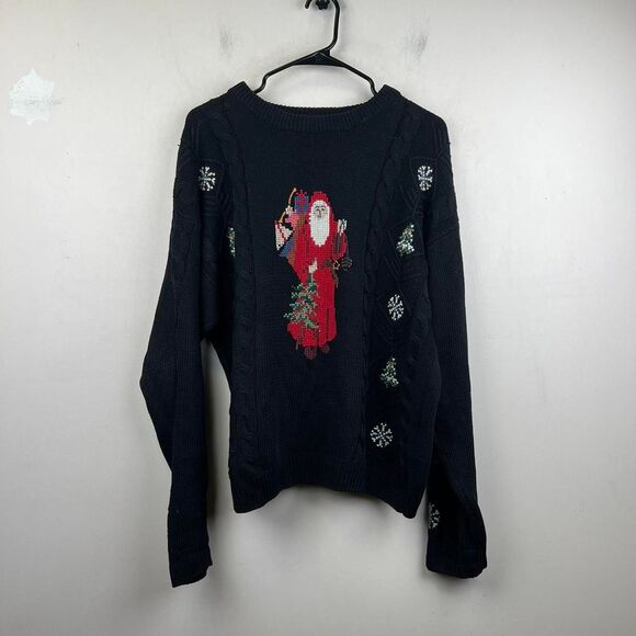 Woolrich Other - Vtg Woolrich Sweater Needlepoint Christmas Santa Claus Embroidered  Knit Size L